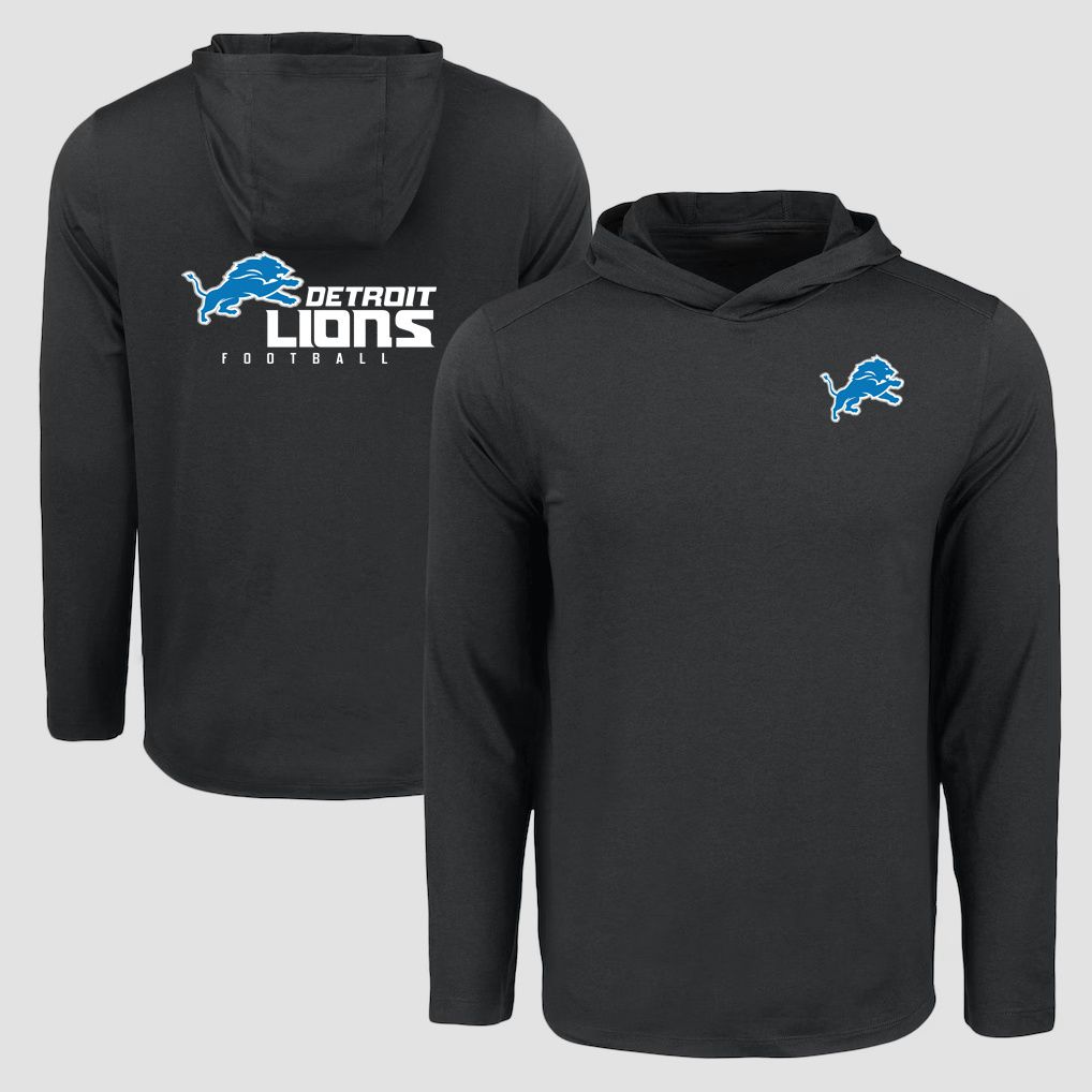 Men 2026 NFL Detroit Lions Hooded long sleeved T-shirt black 05->nfl t-shirts->Sports Accessory